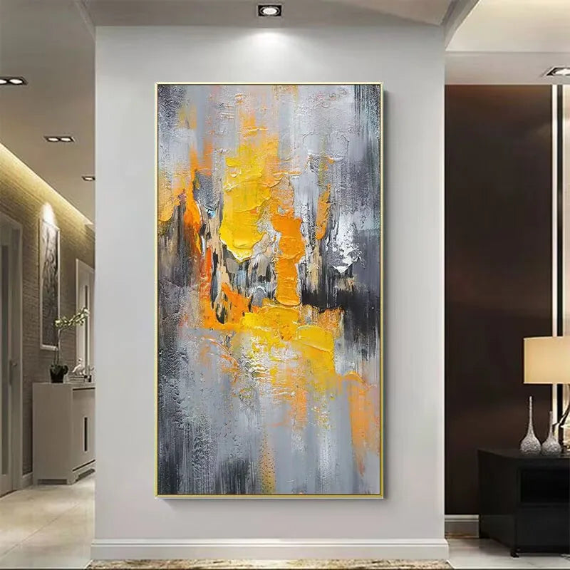 Hand Drawn Oil Painting, Abstract Hanging Painting, Living Room Mural, Orange Graffiti Decoration, Advanced, Original Design Peaceful Pleasures Health and Wellness