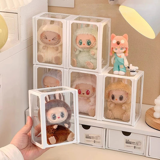 6pcs Display Box Glass Doll Storage Box Cotton Doll Blind Box Handmade Transparent Baby Cabinet Peaceful Pleasures Health and Wellness
