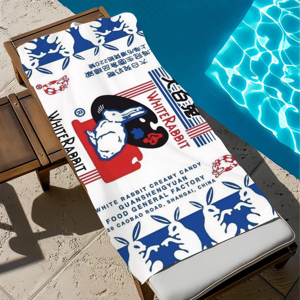 Cute Rabbit Quick-Dry Beach Towel | Soft Microfiber Pool Towel Quick-Dry Beach Towel Peaceful Pleasures Health and Wellness z3 STJ90x180CM