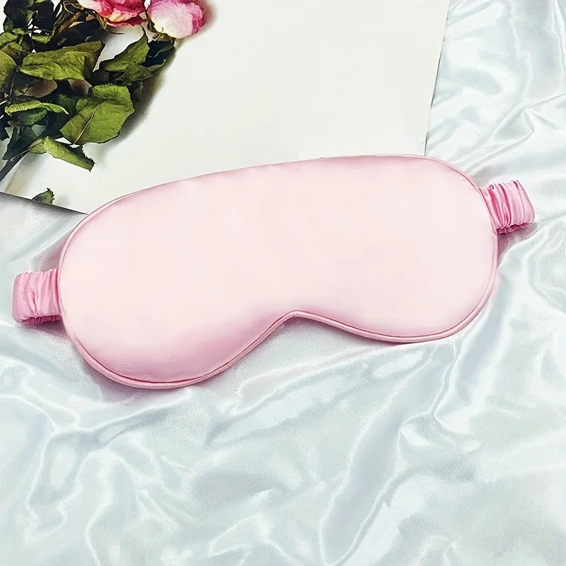 Double-Sided Imitation Silk Sleep Eye Mask, Blackout Eye Mask, Elastic Strap, Travel Nap Eye Mask, Eye Protection Peaceful Pleasures Health and Wellness Pink