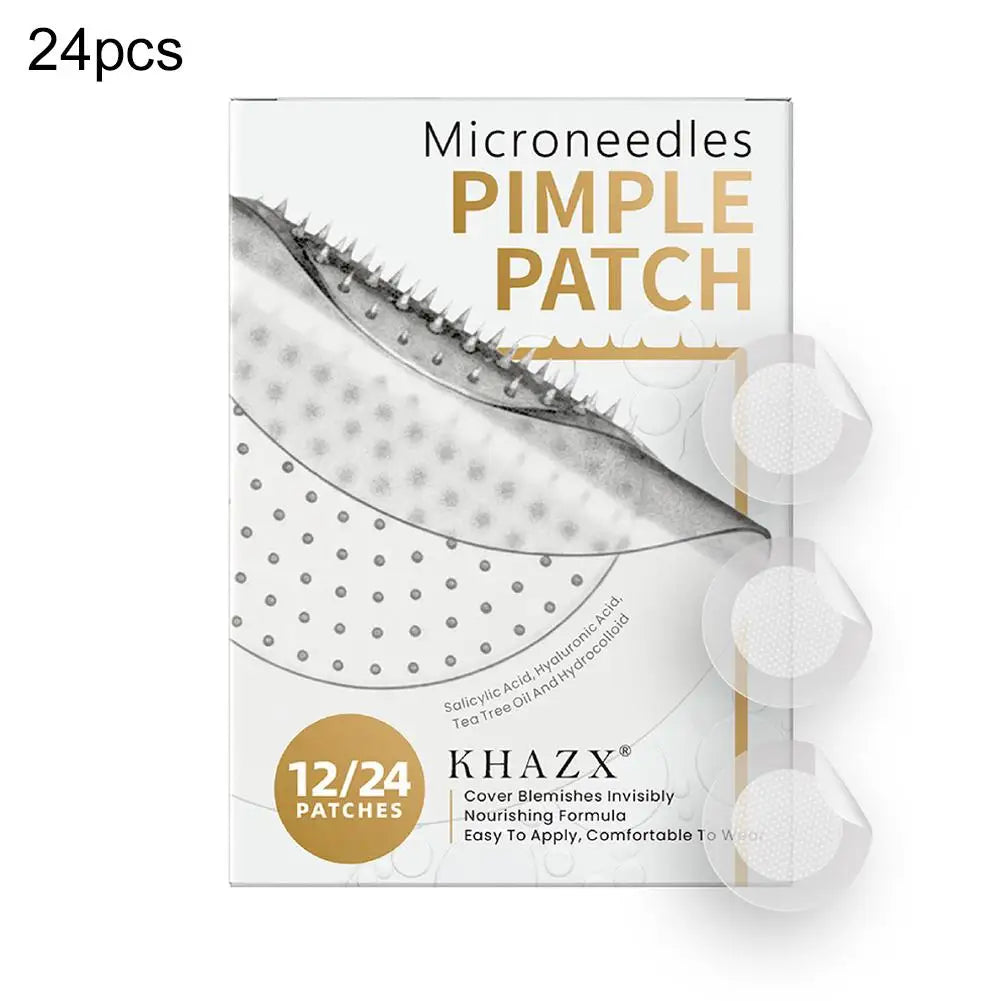 Hydrocolloid Micropoint Pimple Patches – 12/24 Invisible Acne Cover Patches with Micro Needles for Overnight Blemish Care Peaceful Pleasures Health and Wellness B-24pcs