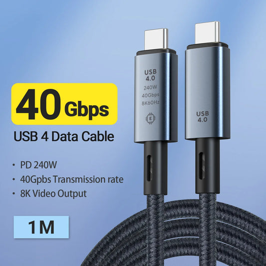 240W USB-C Braided Cable | 40Gbps Data & 8K@60Hz Video USB-C Charging Cable Peaceful Pleasures Health and Wellness 1m