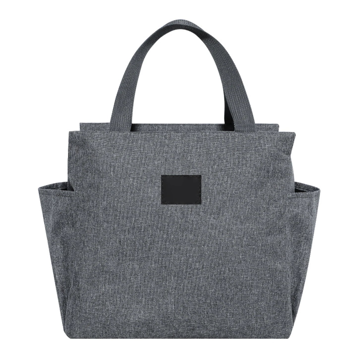 Portable Portable Insulated Bento Bag Large Capacity Lunch Bag with 2 Side Pockets for Office School Daily Use Peaceful Pleasures Health and Wellness Gray