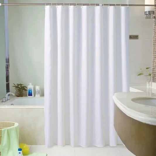 White Waterproof Shower Curtain + 12 Hooks | Multi-Size Shower Curtain Peaceful Pleasures Health and Wellness W120xH180cm