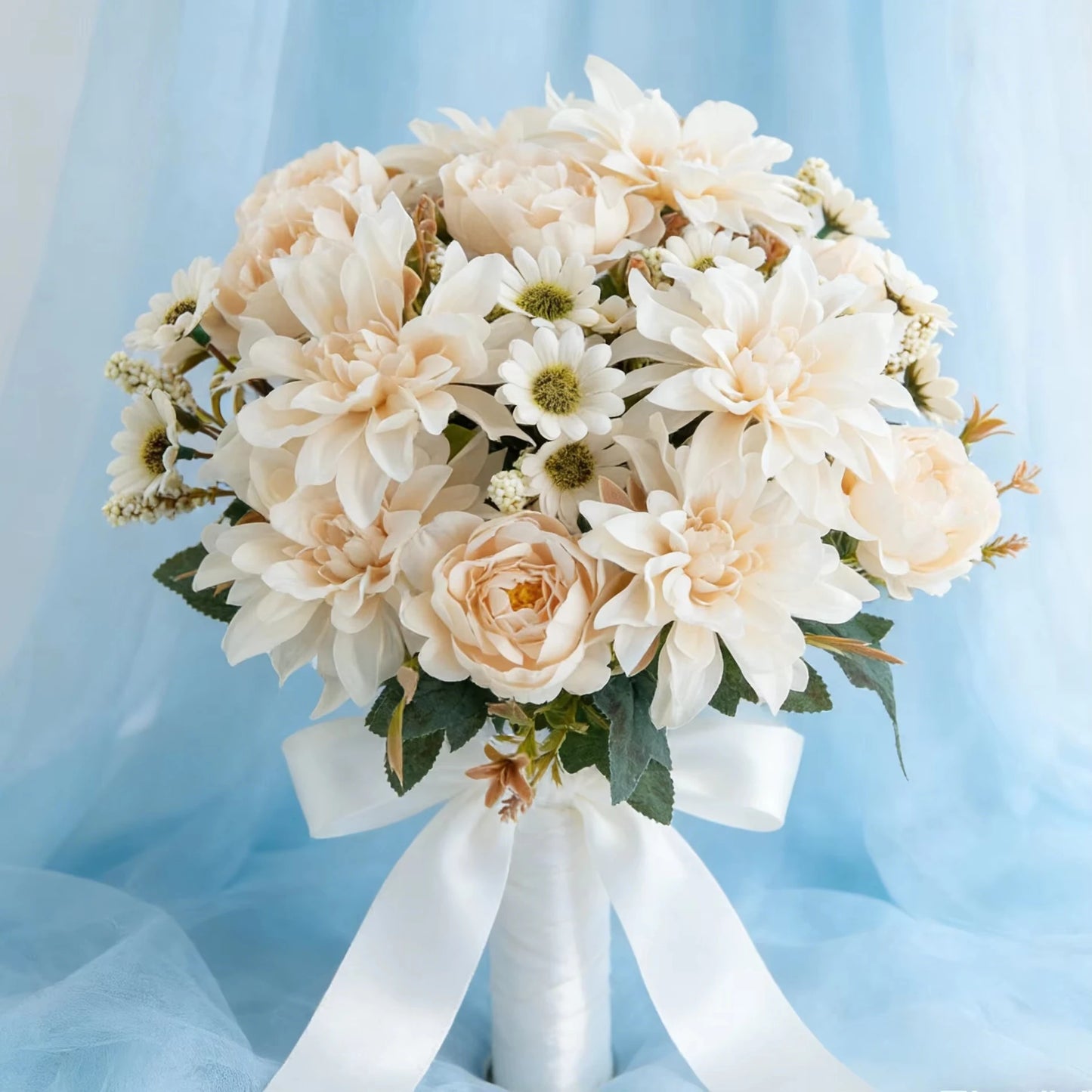 Silk Artificial Dahlia Rose Daisy Bouquet – Wedding & Party Decor