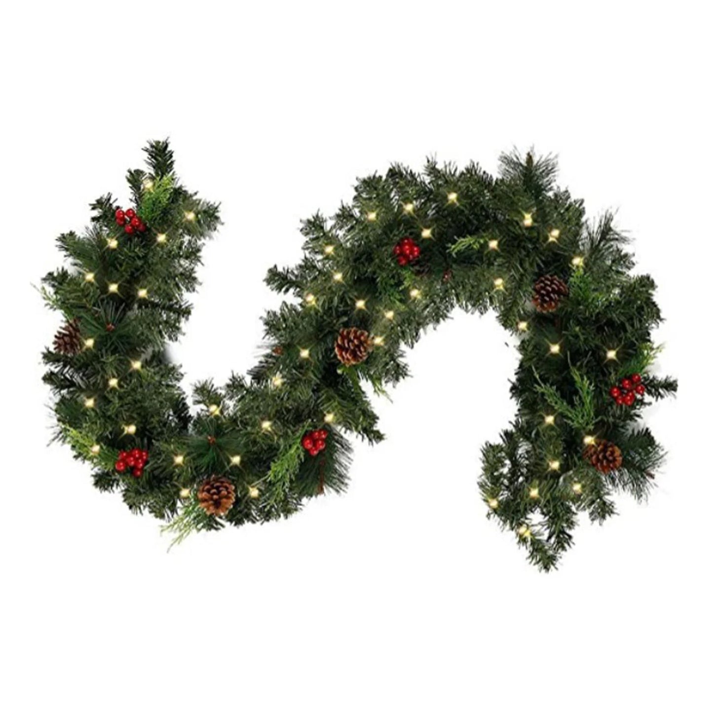 Christmas Red Berry Rattan Garland 180cm/270cm | Holiday Decor