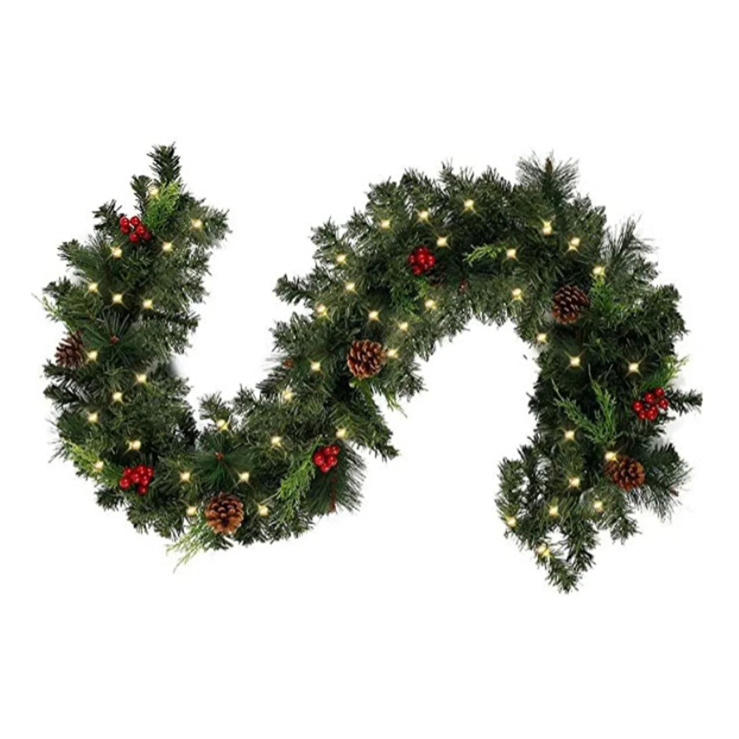 Christmas Red Berry Garland 180cm/270cm | Festive Rattan Decor