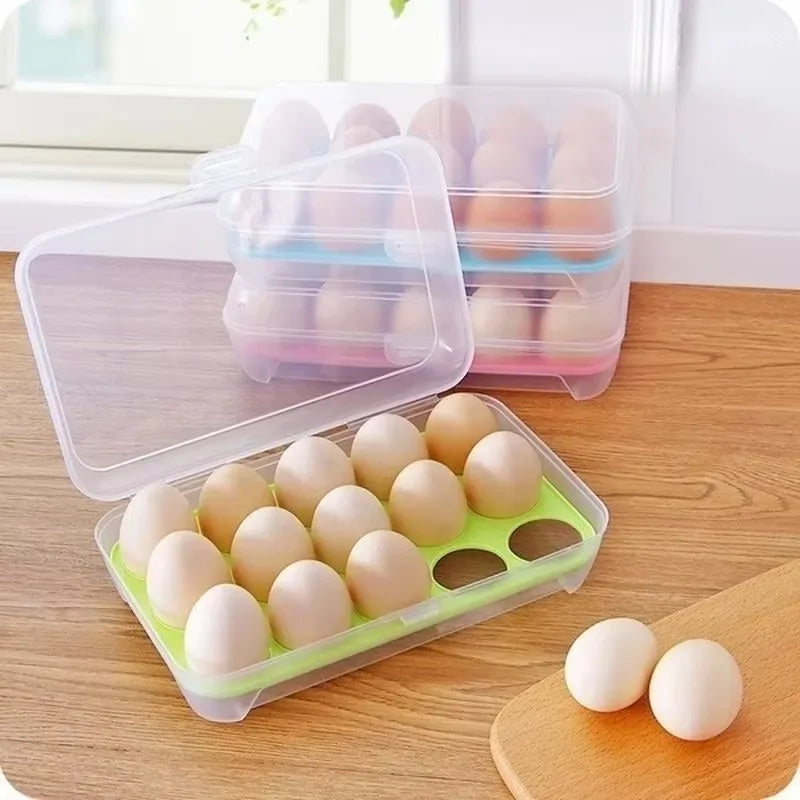 6 15Grid Refrigerator Egg Box Fresh-keeping Stackable Plastic
