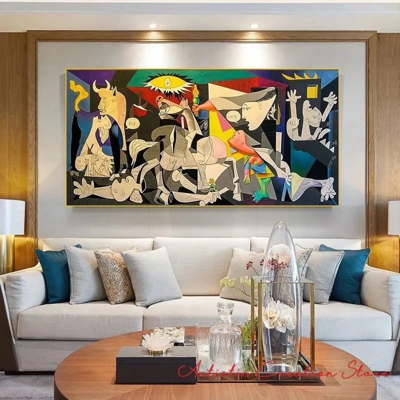 Abstract Wall Art Picture Picasso Famous Painting 《Guernica》Posters Canvas Painting for Modern Living Room Home Office Decor Peaceful Pleasures Health and Wellness