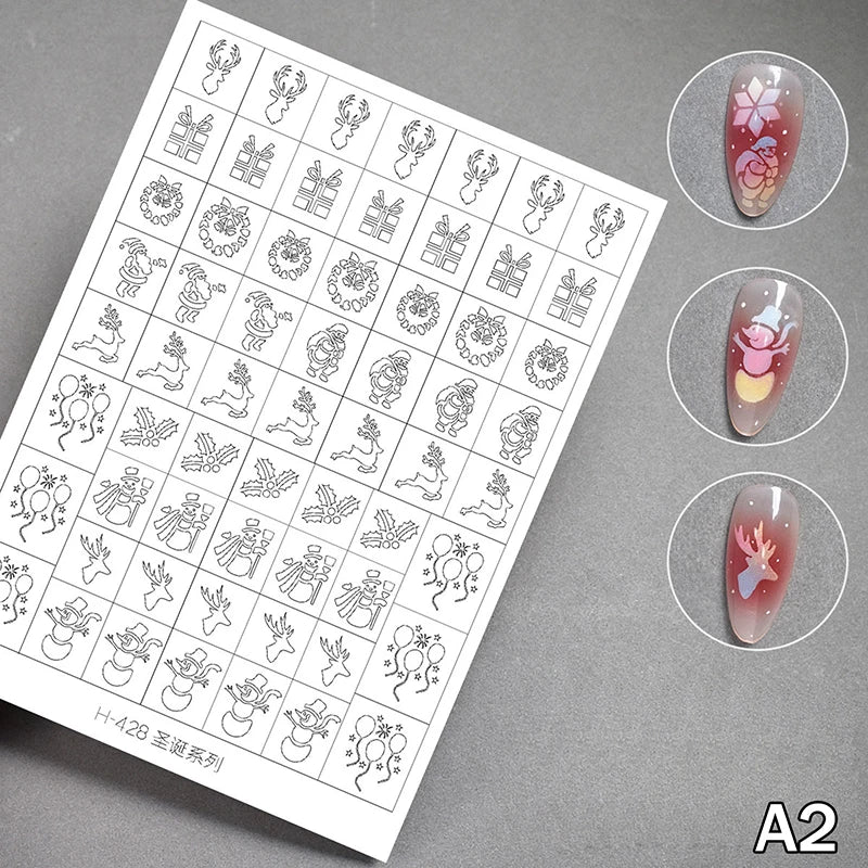 Airbrush Stencil For Nails Winter Snowflake Snow Tree Christmas Decors Hollow Nail Stickers Airbrush French Manicure Tips Peaceful Pleasures Health and Wellness A2