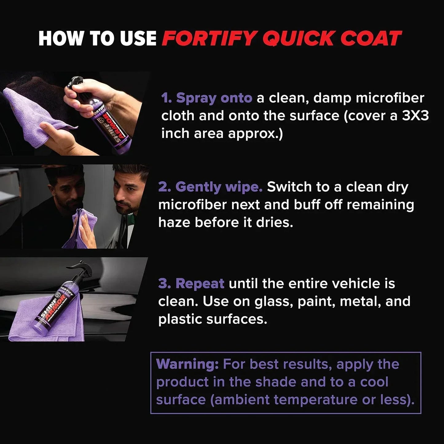 SHINE Fortify Quick Coat Ceramic Coating Car Wax Polish Spray Waterless Car Wash Wax Hydrophobic Top Coat Polish Peaceful Pleasures Health and Wellness