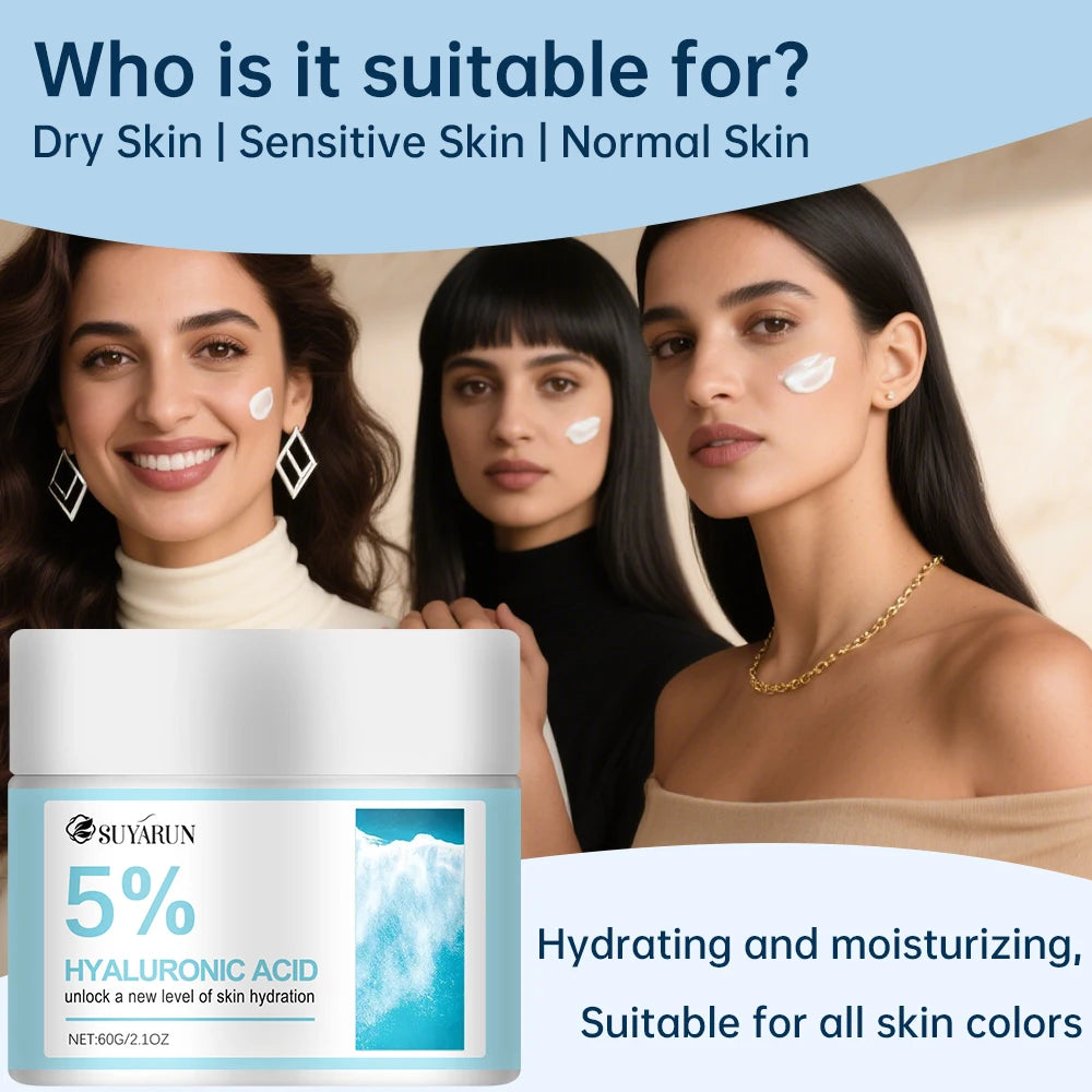 SUYARUN Hyaluronic Acid 5%, Face Cream, Dry Skin, Anti-Aging, Moisturizer, Deep Hydration, Anti-Wrinkle, Firming, Women & Men. Peaceful Pleasures Health and Wellness
