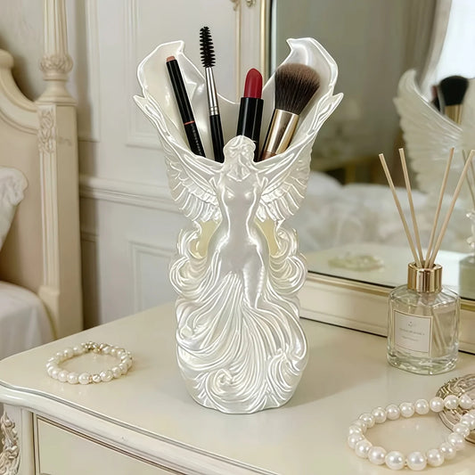 1 Piece Angel-Shaped Vase 3D Printed Angel Wings Pen Holder Sculpture Creative Desktop Decoration Art Ornament Gift Decoration Peaceful Pleasures Health and Wellness 1Pcs