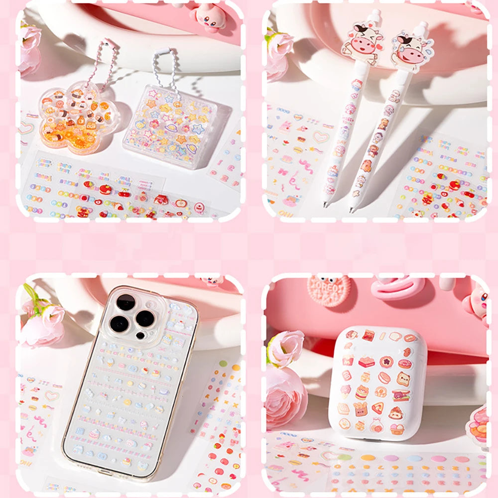 24 Sheets Handheld Sticker Notebook Mini Nail Stickers Cartoon