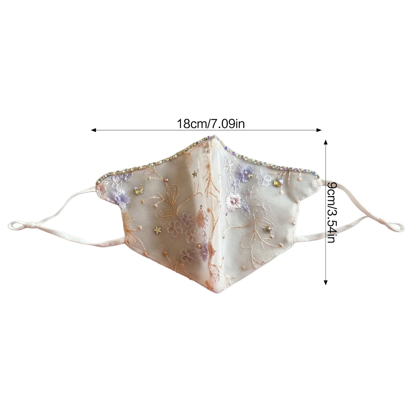 Ethnic Style Lace Mesh Mask With Embroidery Rhinestones Sunscreen Windproof Washable Peaceful Pleasures Health and Wellness