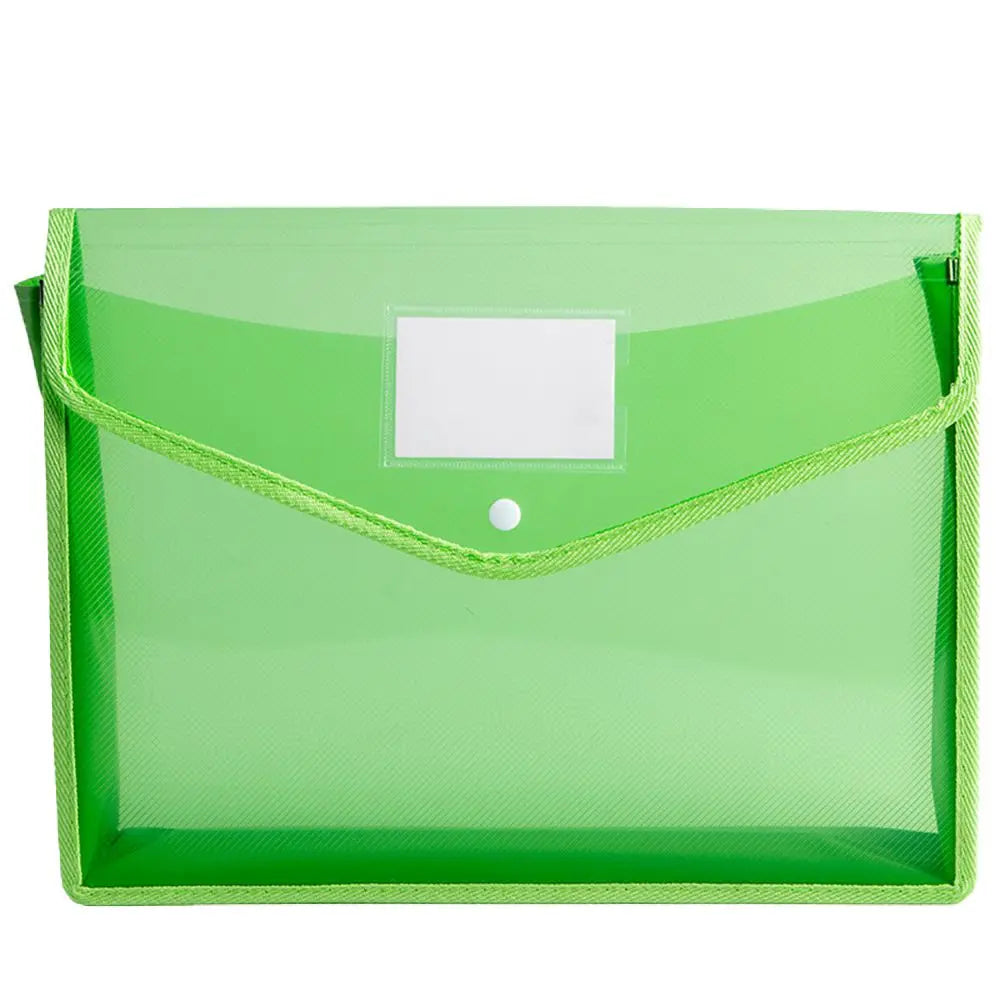Portable Storage For School Home Work Office Plastic Snap Button File Bags Stationery Cases Folders Organizers File Envelopes Peaceful Pleasures Health and Wellness green