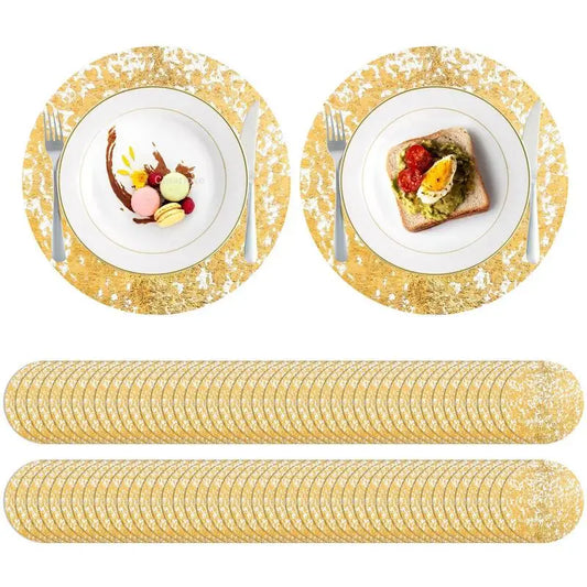 100pc Gold Foil Round Place Mats 13" | Party Table Mats Party Place Mats Peaceful Pleasures Health and Wellness China Mainland