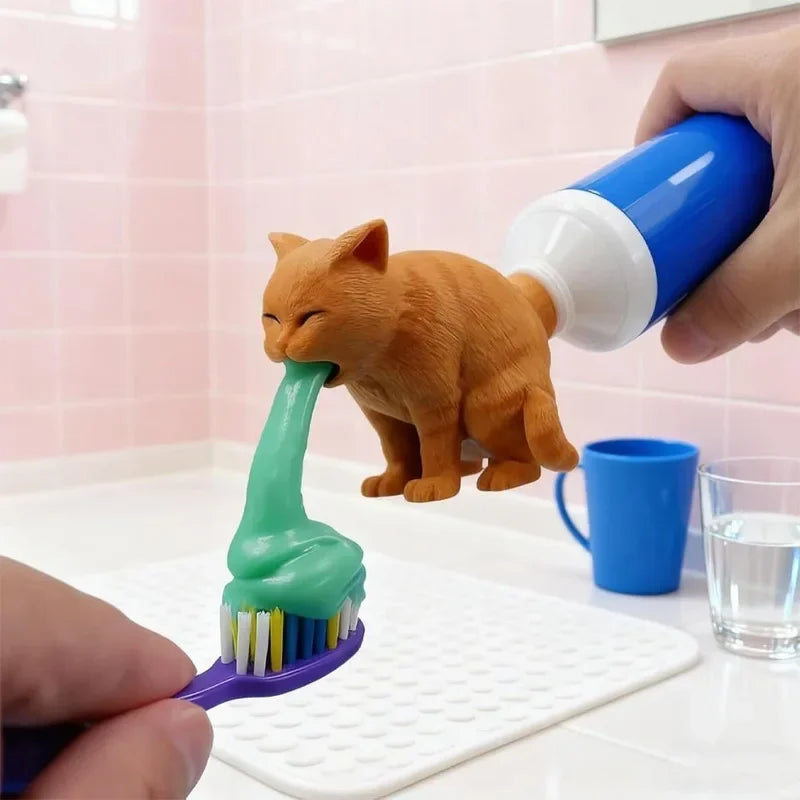Creative Spoof Cat Vomited Toothpaste Head Funny Bathroom Toothpaste Dispenser Bathroom Accessories Peaceful Pleasures Health and Wellness