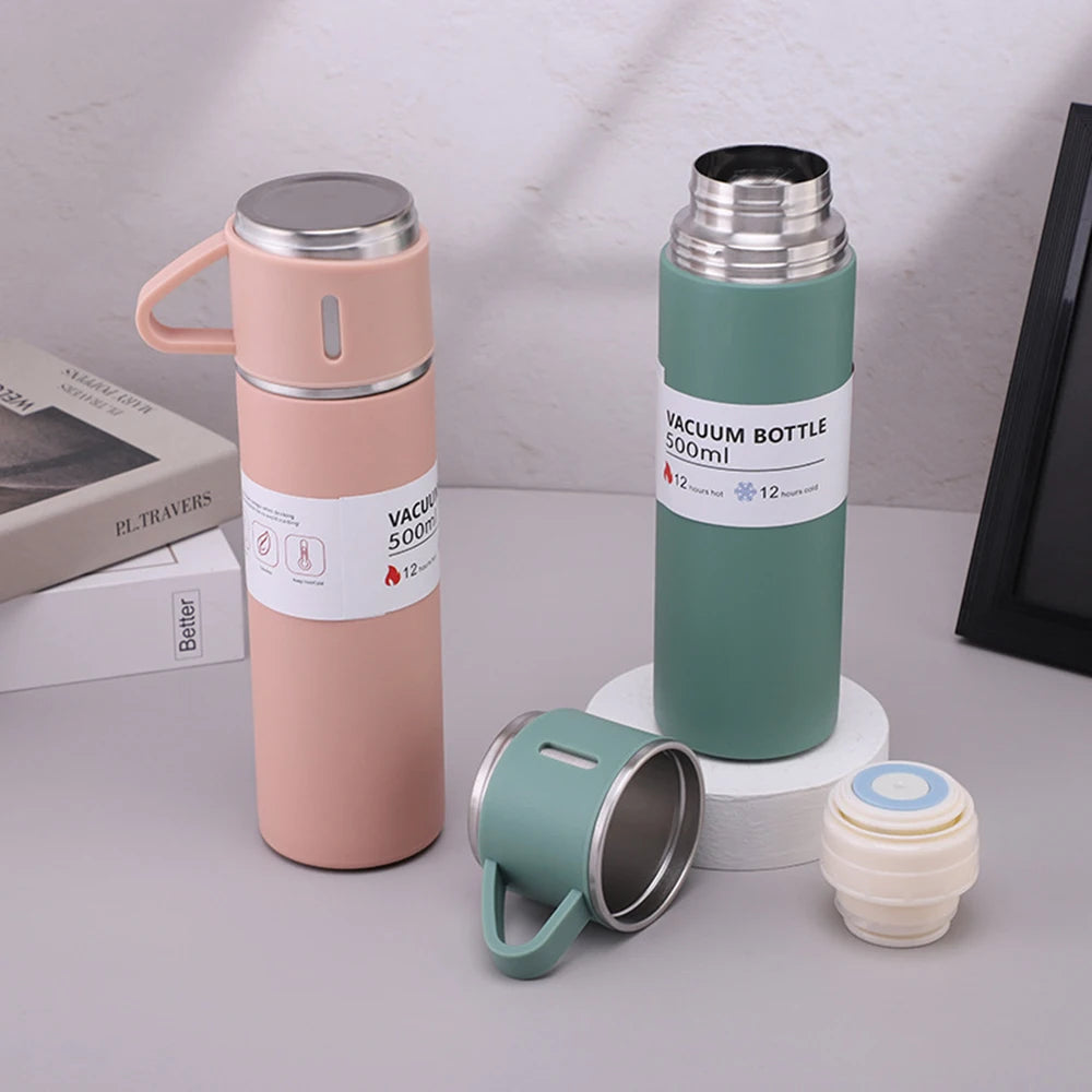 One Cup Three Lid Thermos Cup Set 304 Stainless Steel Handle Lid Gift Cup Men's And Women's Portable Gift Box Set Peaceful Pleasures Health and Wellness
