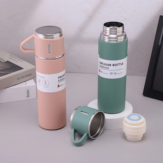 One Cup Three Lid Thermos Cup Set 304 Stainless Steel Handle Lid Gift Cup Men's And Women's Portable Gift Box Set Peaceful Pleasures Health and Wellness