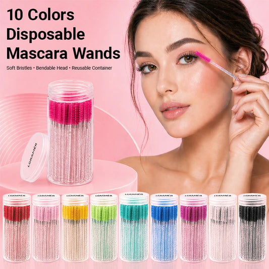 Multiple colors 50/100 pcs Extension Eyelash brush Disposable Eye lashes Make Up Brushes Mascara Wand Applicator Makeup tools Peaceful Pleasures Health and Wellness