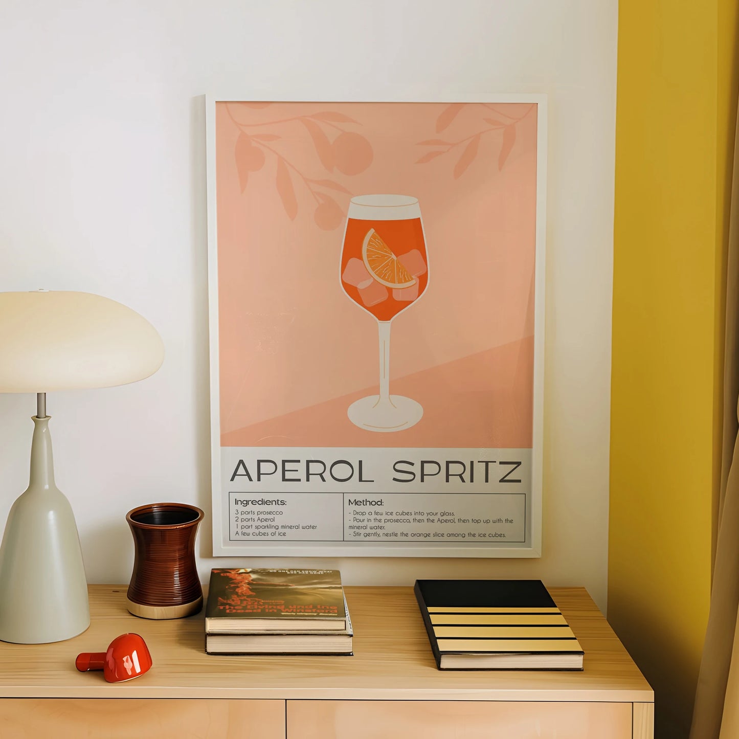 Aperol Spritz Canvas Wall Art | Modern Minimalist Cocktail Print