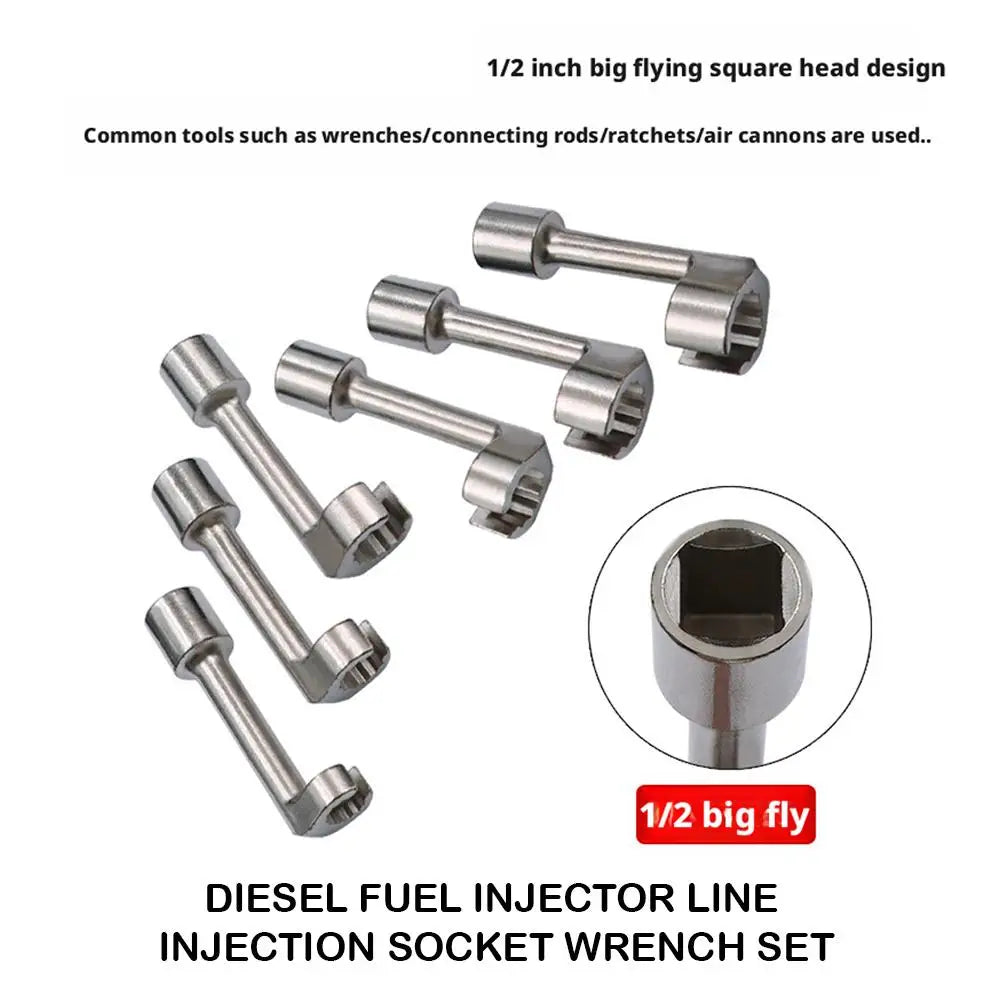 Diesel Fuel Injector Line Socket Wrench Set 12–19mm