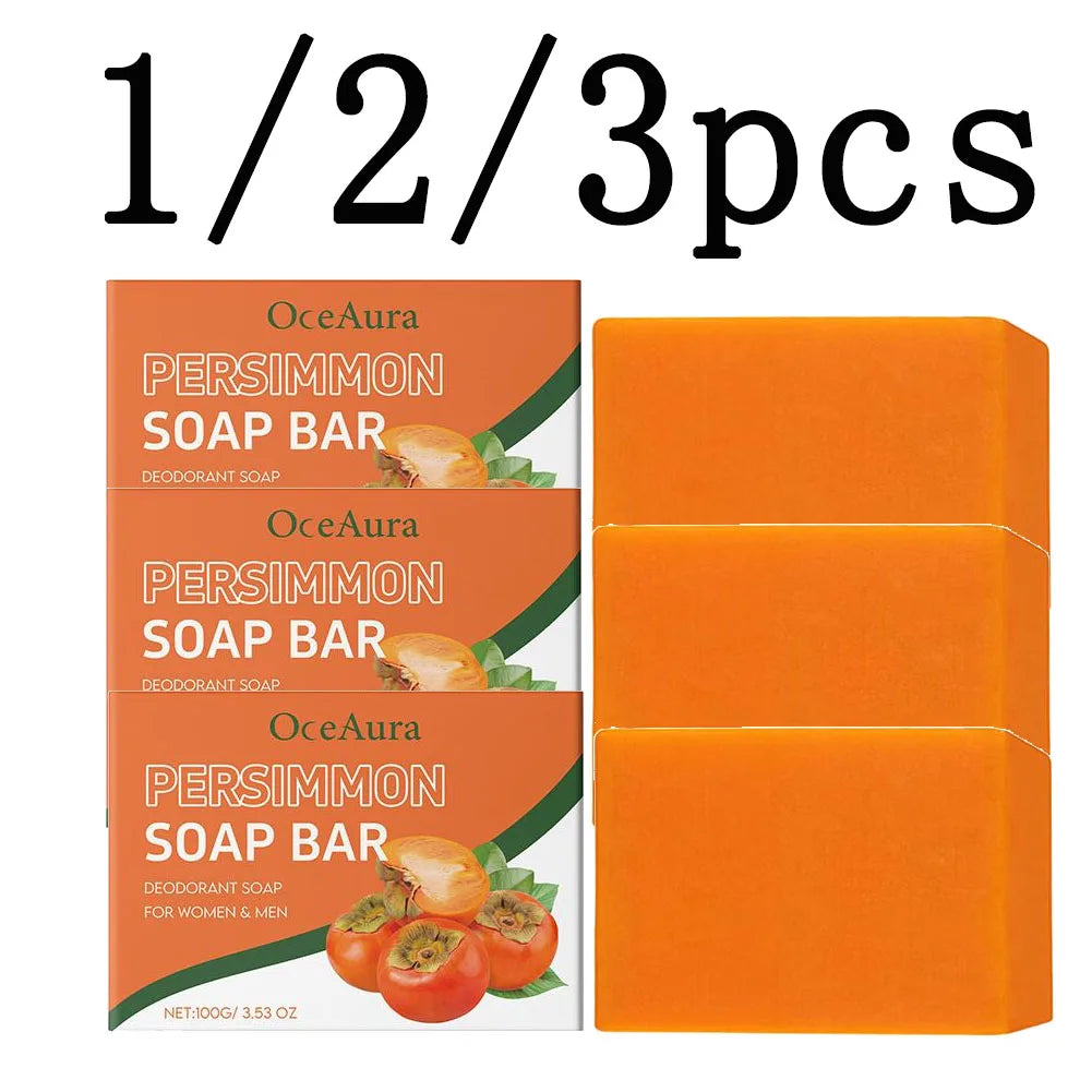 1/2/3cps Gentle Body Soap Bar for Long-Lasting Freshness Daily Cleansing Natural Persimmon Soap for Effective Odor Control Skin Peaceful Pleasures Health and Wellness