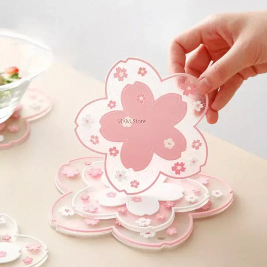 Kawaii Sakura Cup Coaster | Non-Slip Japanese PVC Table Mat Cup Coaster Peaceful Pleasures Health and Wellness