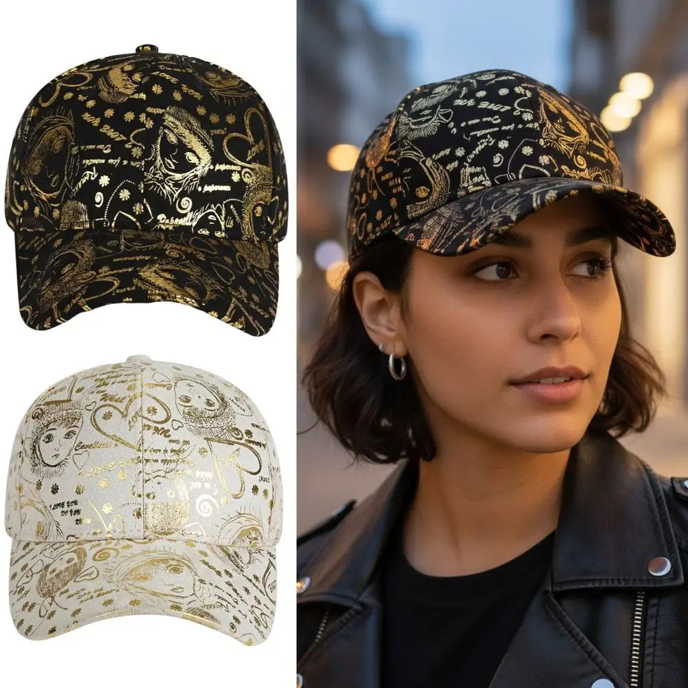 Golden Graffiti Baseball Cap – Unisex Adjustable Cotton Hat