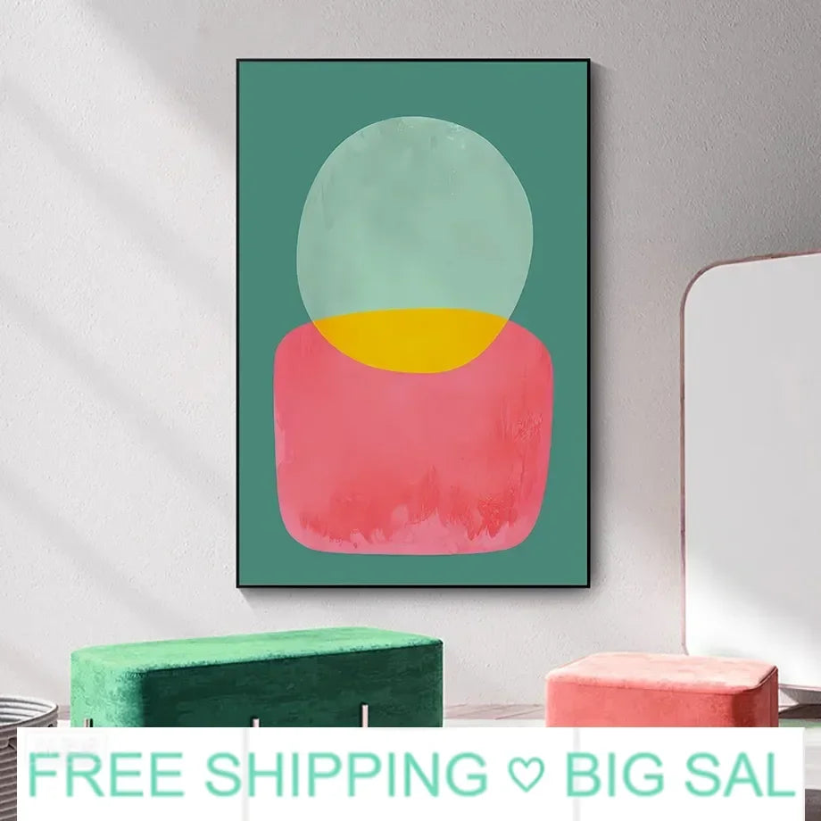 Retro Geometric Abstract Flower Canvas Wall Art HD Print Canvas Wall Art Peaceful Pleasures Health and Wellness