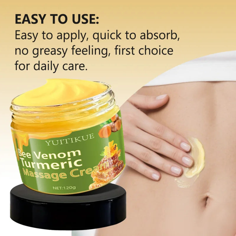 120g Bee Venom Turmeric Massage Cream - Suitable for everyone, firms and moisturizes the skin, locks in moisture, leaves the ski Peaceful Pleasures Health and Wellness