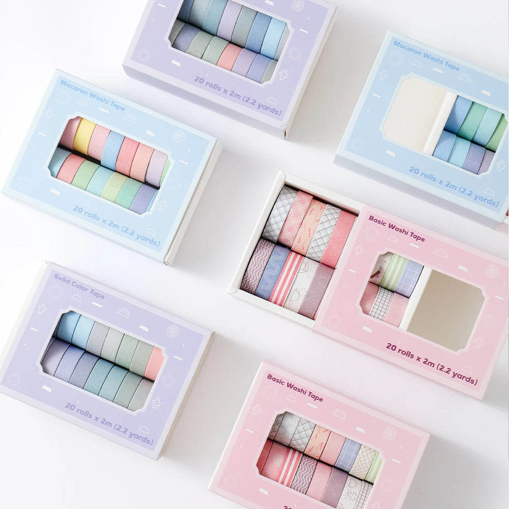 20 rolls Washi Tape Set Simple Thin Masking Tape For DIY Arts Crafts Gift Wrapping Journaling Scrapbooking Labeling Coding Deco Peaceful Pleasures Health and Wellness