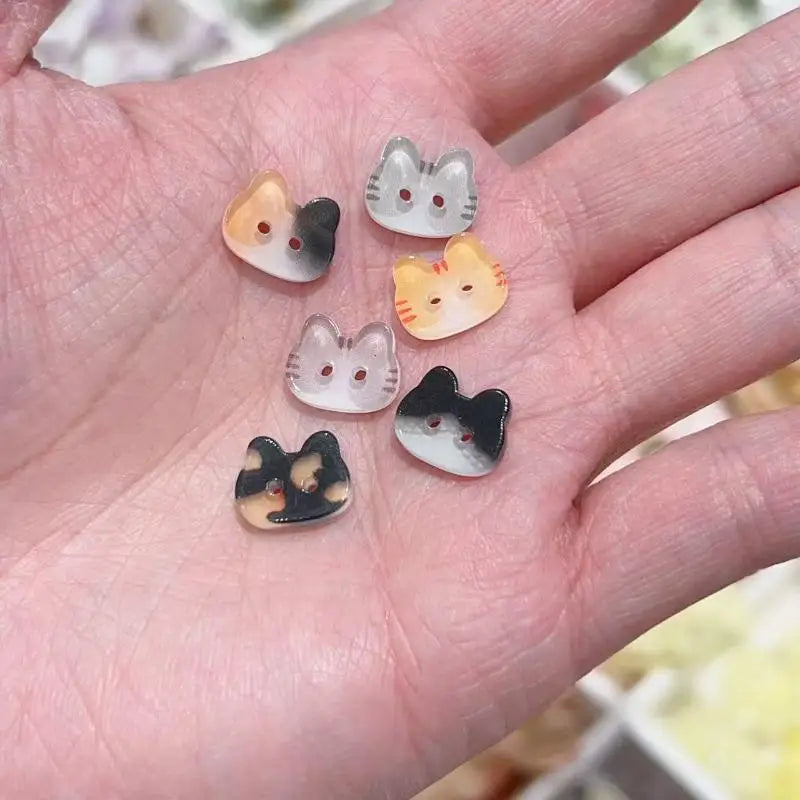Cute Cat Resin Buttons 20pcs | 12/17mm Colorful DIY Craft