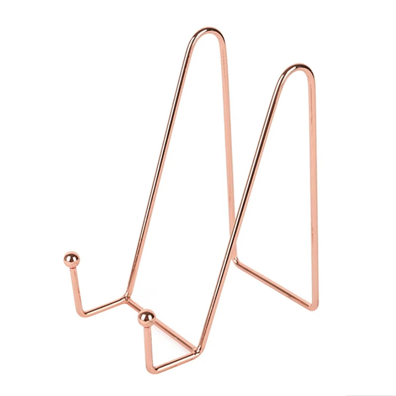 3Pcs Metal Display Easel Stand Holder for Pictures Photos Plates Artwork Tabletop Decorative Dish Frame Home Decor Peaceful Pleasures Health and Wellness Rose gold L