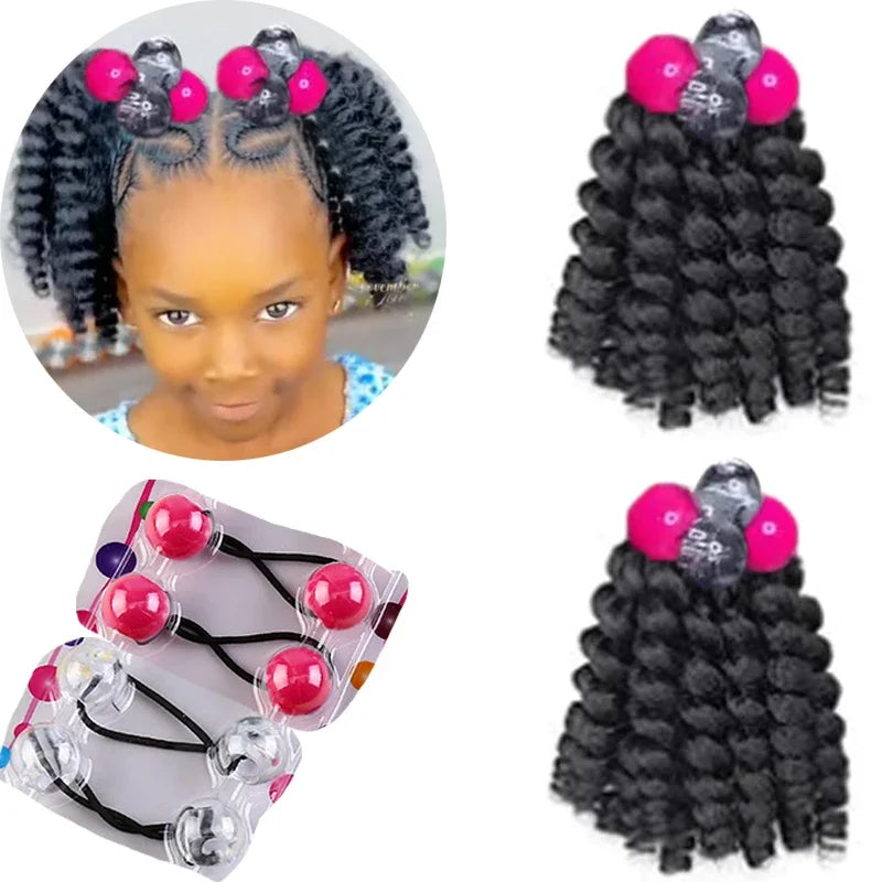 2pcs Large 20MM hair beads ponytail accessorie for kids 7inch box braid elastic hair extension synthetic with big bubbles balls Peaceful Pleasures Health and Wellness rose red China Mainland