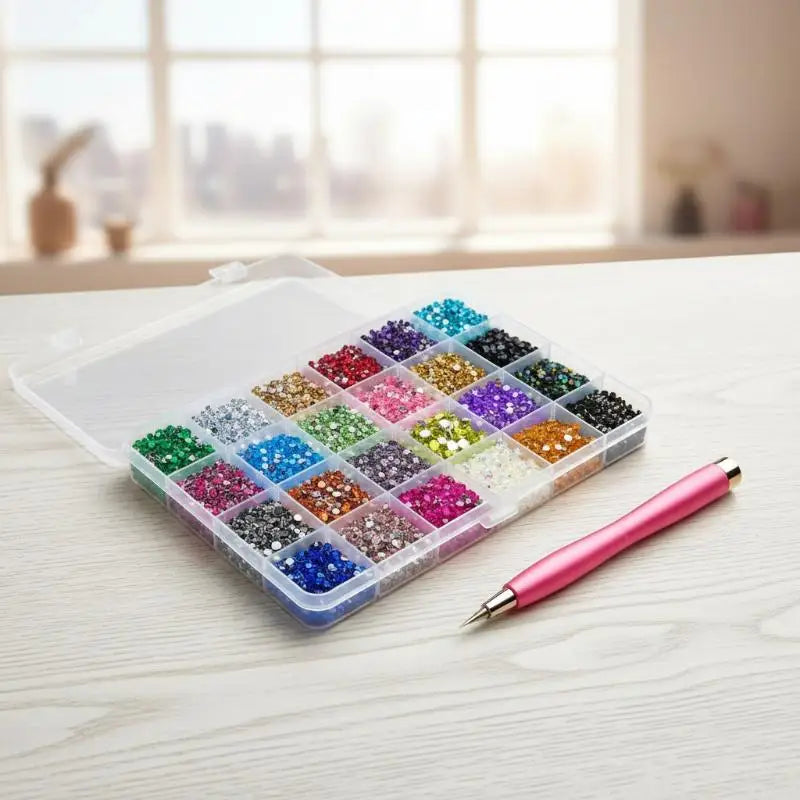 15-Color Rhinestone Bedazzling Kit – Flatback Gems for DIY Crafts
