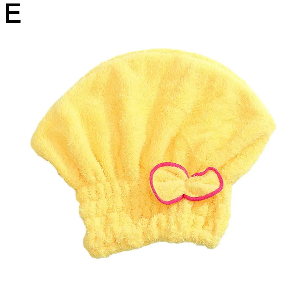 Microfiber Quick Dry Hair Wrap Towel Cap with Bowknot