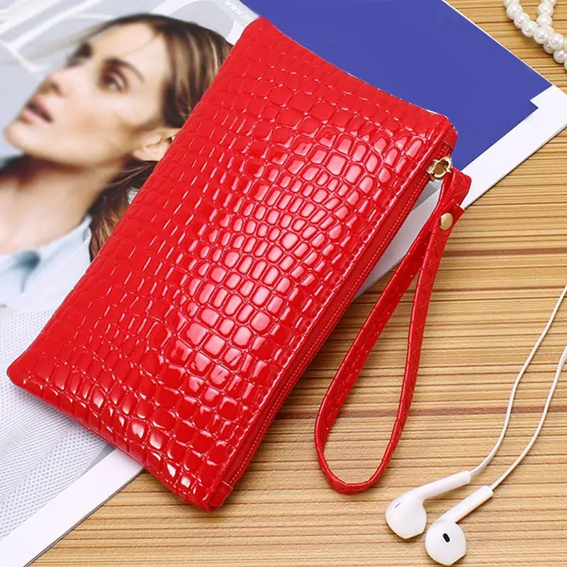 Crocodile Texture PU Phone Wallet Clutch Purse With Zipper Card Holder Makeup Pouch For Shopping Work And Daily Use Women Peaceful Pleasures Health and Wellness