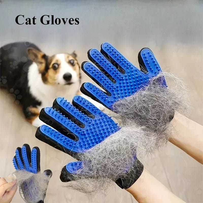 Pet Grooming Gloves for Dogs & Cats – 2-in-1 Deshedding Mitt