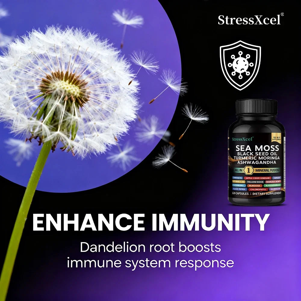 Sea Moss Capsules with Ashwagandha & Black Seed Oil | Immunity