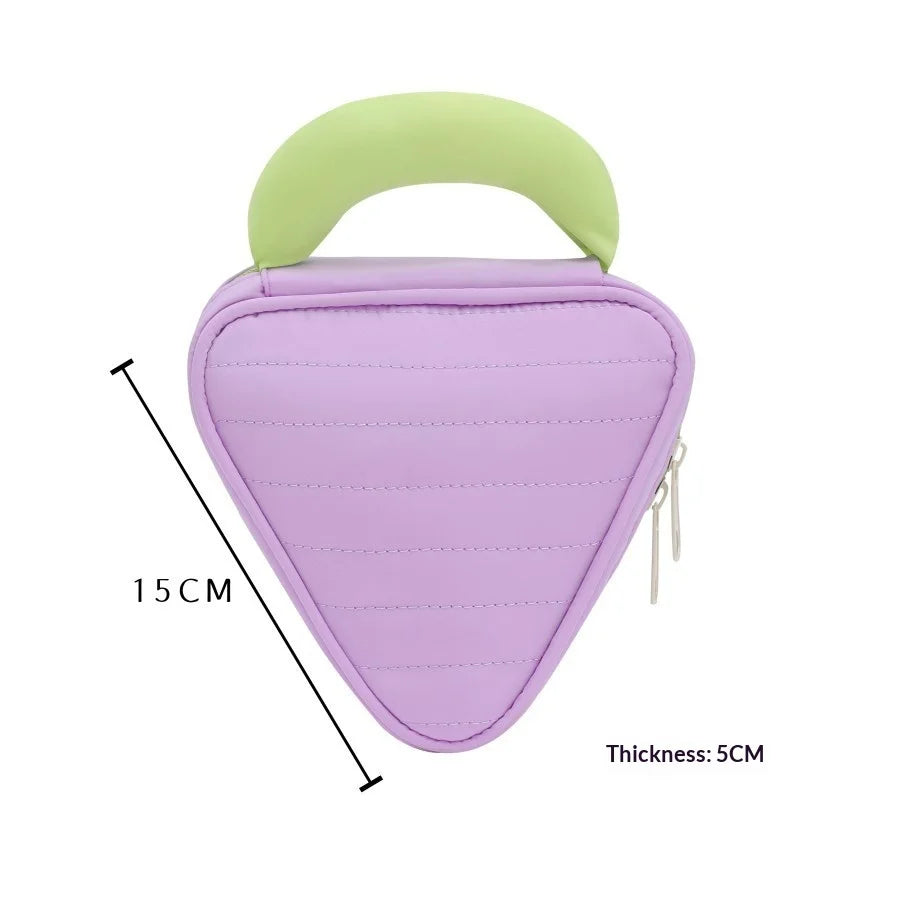 2026 New Beauty Storage Cases Simple Contrast Color Square Triangle Makeup Case Storage Bag Travel Toiletry Bag Cosmetic Bag Peaceful Pleasures Health and Wellness Purple