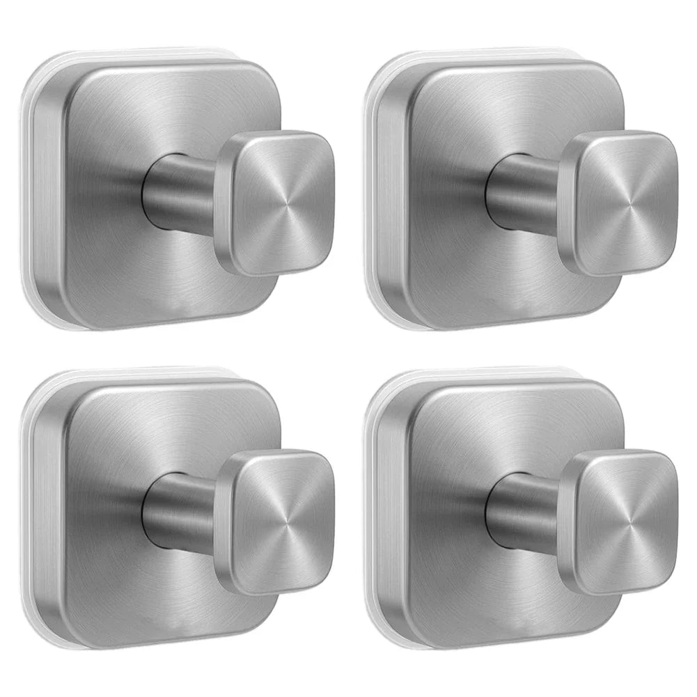 4-Pack Stainless Steel Suction Cup Hooks | No-Drill 6x6cm