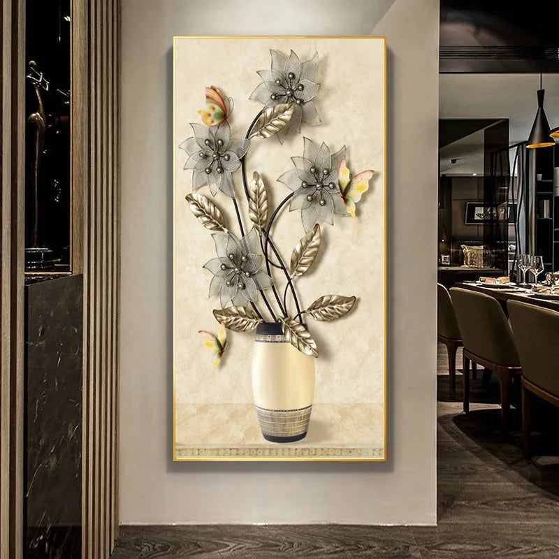 Retro Butterfly Flower Canvas Paintings Wall Art Pictures Chinese Style Vintage Poster And Prints for Living Room Aisle Decor Peaceful Pleasures Health and Wellness QP10523-C 80x160cm No Frame