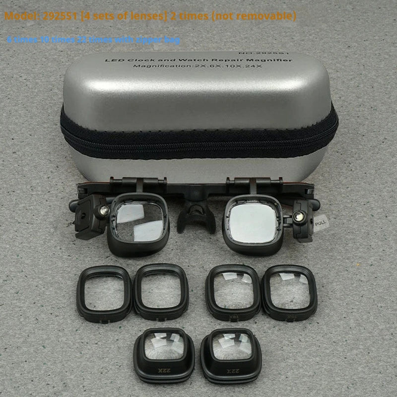 Magnifying Glass with Light Magnifier with Led Light Glasses Style Head Mounted 24X with Multiple Sets of Lenses Peaceful Pleasures Health and Wellness 2925S1