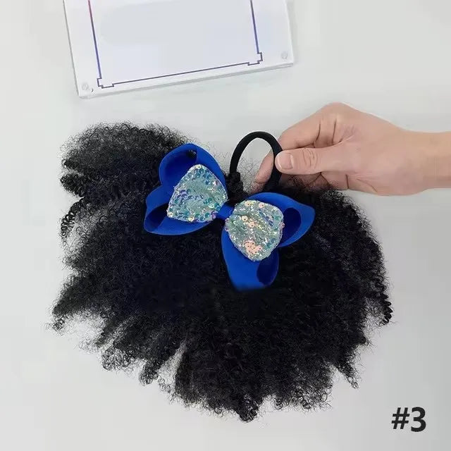 2pcs/pack Soft cute 4inch puff elastic band twist ponytail go afro kinky marley bouncy feel like natural human for baby girls Peaceful Pleasures Health and Wellness Large colors 3 CN