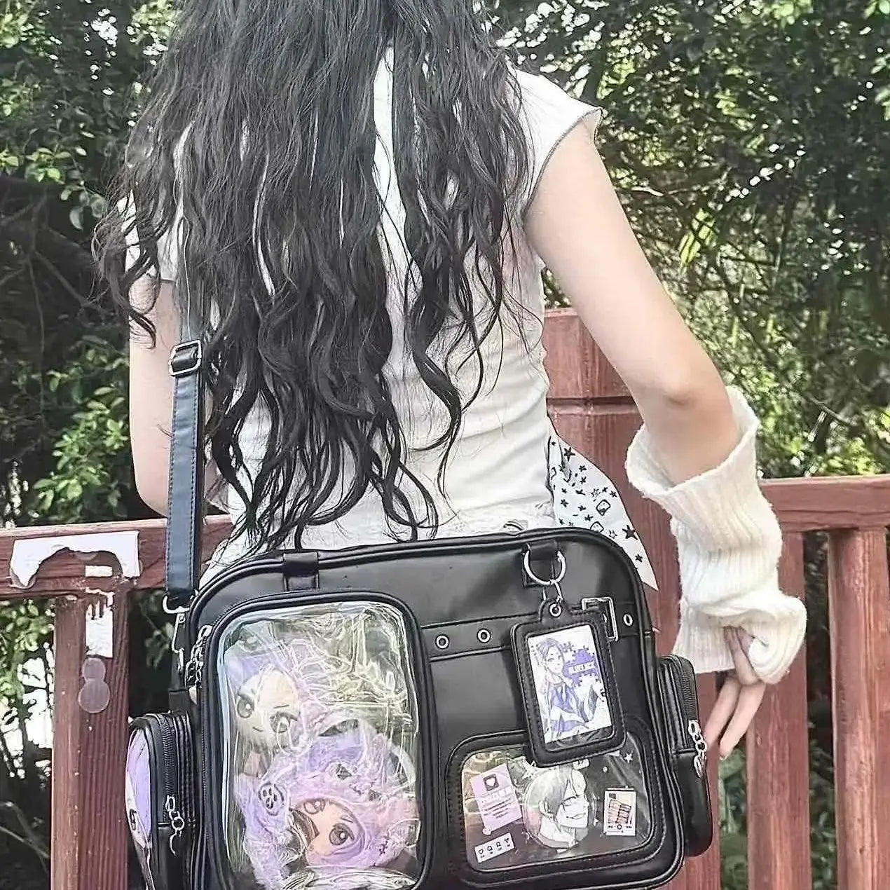 New Concert Hidden Light Tag Bag Ita Bag Crossbody Bags Large Shoulder Bag Y2K Shoulder Bag for Women Itabag Handbag Student Bag Peaceful Pleasures Health and Wellness black