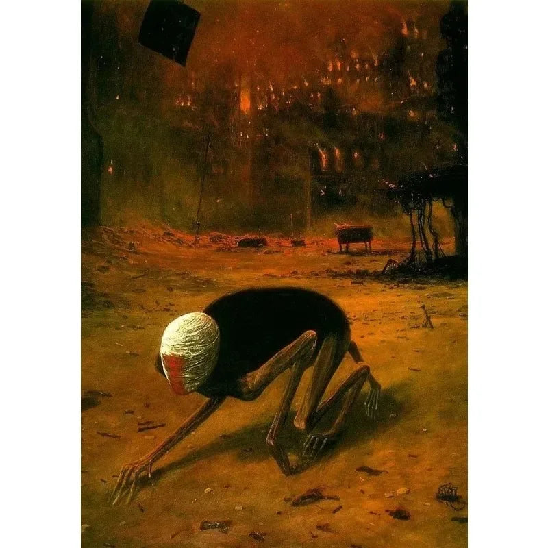 Zdzisław Beksiński Artwork Polish Surreal Dark Poster Prints Canvas Painting Gothic Wall Art for Living Room Home Decor Mural Peaceful Pleasures Health and Wellness