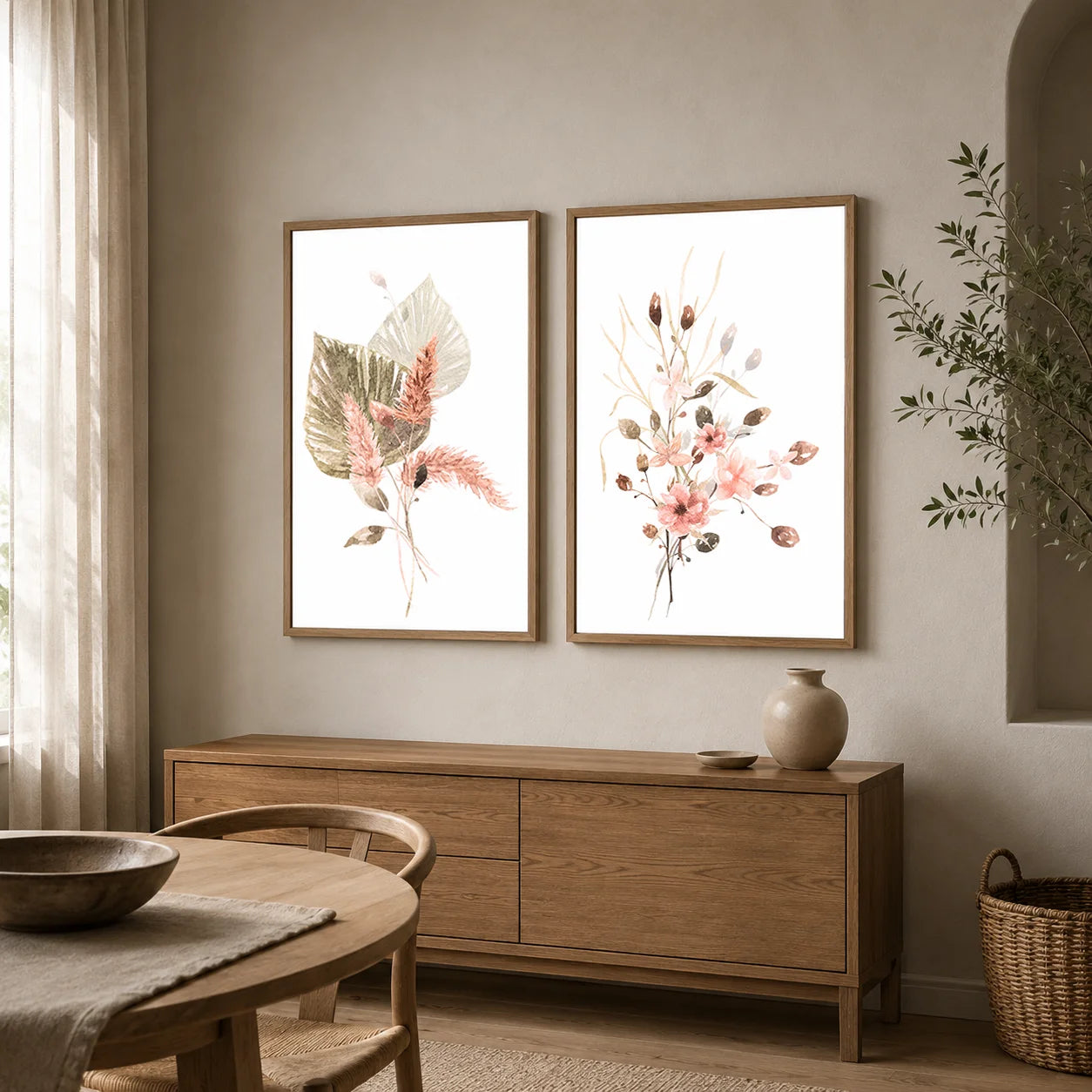 Nordic Botanical Canvas Wall Art – Minimalist Floral Poster Print Canvas Wall Art Peaceful Pleasures Health and Wellness