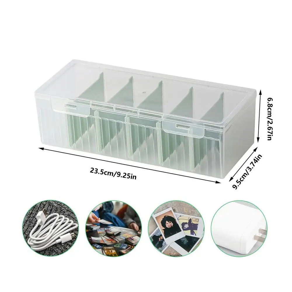 Clear Plastic Card Storage Box with Adjustable Dividers